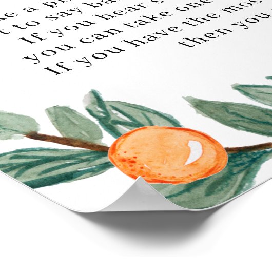 オレンジの双子の赤ちゃんシャワーはベビーのサインを言わない ポスター (角)