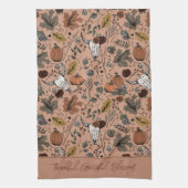 オレンジの収穫と角に感謝賛美感謝 キッチンタオル (縦)