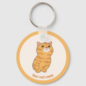 オレンジの可愛い猫好きのためのキーホルダー(名入れ可能) キーホルダー (正面)