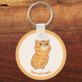 オレンジの可愛い猫好きのためのキーホルダー(名入れ可能) キーホルダー (正面)