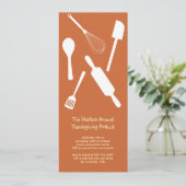 オレンジの台所用品感謝祭ポッタックパーティー 招待状 (スタンド正面)