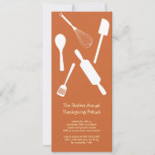 オレンジの台所用品感謝祭ポッタックパーティー 招待状 (正面)