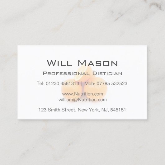 オレンジの名刺の白い写真 名刺 (裏面)