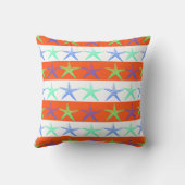 オレンジの夏のビーチのテーマのヒトデは縞で飾ります クッション (裏面)