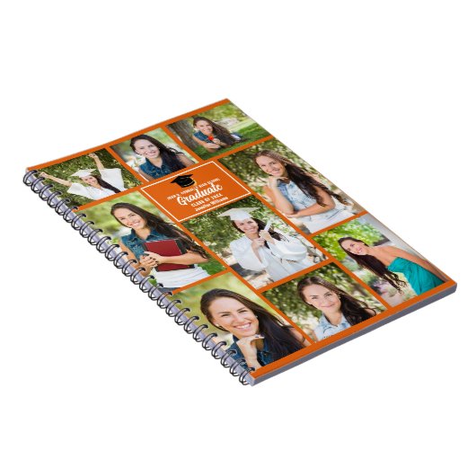オレンジの大学院フォトコラージュ卒業ギフト ノートブック (右側)