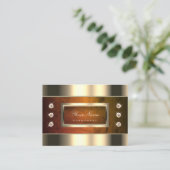 オレンジの大理石とダイヤモンドを使用した人目を引く金ゴールド 名刺 (スタンド正面)