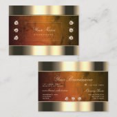 オレンジの大理石とダイヤモンドを使用した人目を引く金ゴールド 名刺 (正面/裏面)