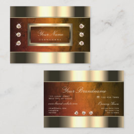 オレンジの大理石とダイヤモンドを使用した人目を引く金ゴールド 名刺