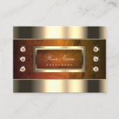 オレンジの大理石とダイヤモンドを使用した人目を引く金ゴールド 名刺 (正面)