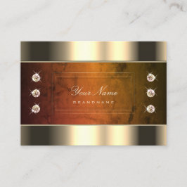 オレンジの大理石とダイヤモンドを使用した人目を引く金ゴールド 名刺