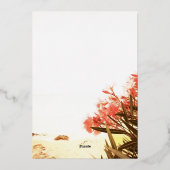 オレンジの夾竹桃の花の写真 ウェディング セーブ・ザ・デート 箔招待状 (裏面)