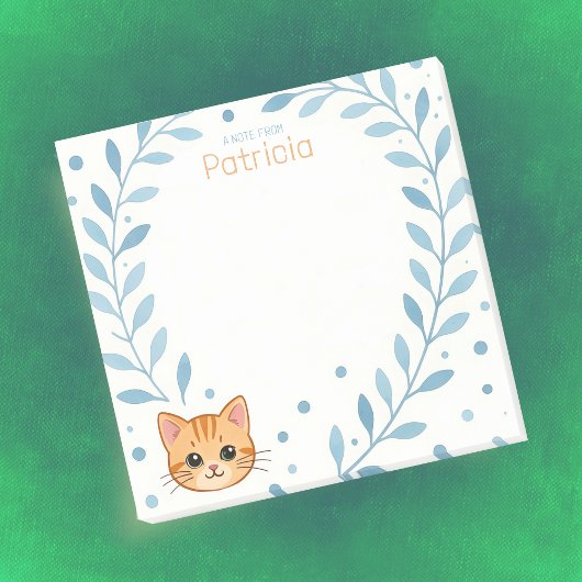 オレンジの子猫がかわいいカスタムネーム付箋 ポストイット