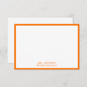 オレンジの学校色の先生への感謝のメモカード (正面/裏面)