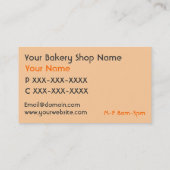オレンジの完全にカスタマイズ可能なパン屋の店カード 名刺 (裏面)