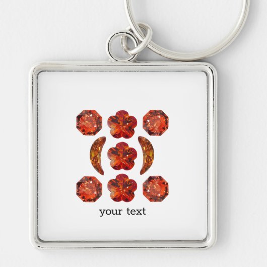 オレンジの宝石アート。 キーホルダー (正面)