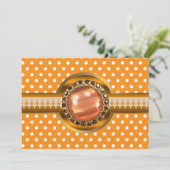 オレンジの宝石付きパーティー招待状 招待状 (スタンド正面)