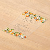 オレンジの小さなかわいこちゃんは赤ちゃんシャワーの途中にある アクリル招待状 (レイダウン)