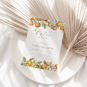 オレンジの小さなかわいこちゃんは赤ちゃんシャワーの途中にある 招待状