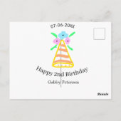 オレンジの帽子 2歳の誕生日 子供 レトロ フラワー 明るいb ポストカード (裏面)