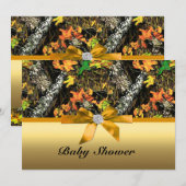 オレンジの弓カモ ベビーシャワー パーティー招待状 招待状 (正面/裏面)