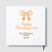 オレンジの弓レトロ幸せな感謝祭を追加ファミリーn ゲストブック (裏面)