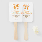 オレンジの弓レトロ幸せな感謝祭を追加ファミリーn ハンドファン (正面&裏面)