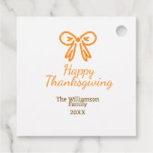 オレンジの弓レトロ幸せな感謝祭を追加ファミリーn フェイバータグ (裏面)