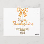 オレンジの弓レトロ幸せな感謝祭を追加ファミリーn ポストカード (裏面)