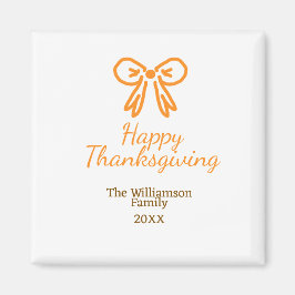 オレンジの弓レトロ幸せな感謝祭を追加ファミリーn マグネット