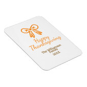 オレンジの弓レトロ幸せな感謝祭を追加ファミリーn マグネット (右側)