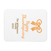 オレンジの弓レトロ幸せな感謝祭を追加ファミリーn マグネット (横)