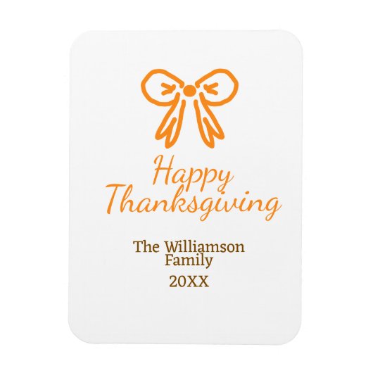 オレンジの弓レトロ幸せな感謝祭を追加ファミリーn マグネット (縦)