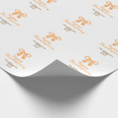 オレンジの弓レトロ幸せな感謝祭を追加ファミリーn ラッピングペーパー (角)