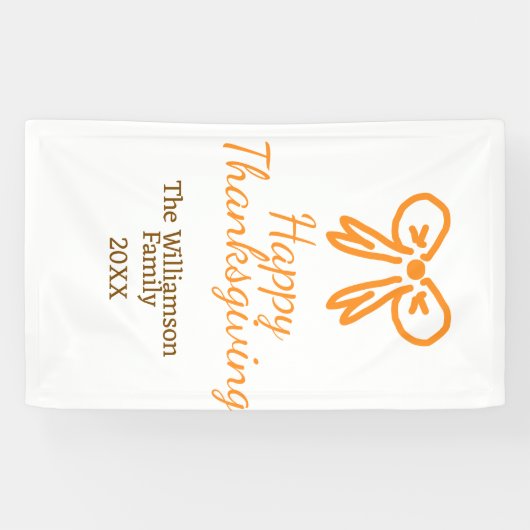 オレンジの弓レトロ幸せな感謝祭を追加ファミリーn 横断幕 (横)