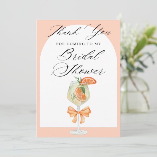 オレンジの恋に酔う瞬間 ウェディングシャワーのシンプルデザイン サンキューカード (スタンド正面)