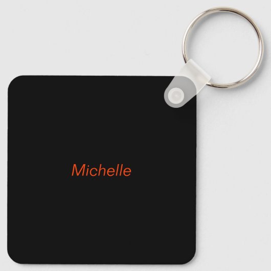 オレンジの懸命の前パーソナライズされたの道路標識 キーホルダー (裏面)