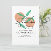 オレンジの手描き柑橘系の結婚緑 招待状 (スタンド正面)