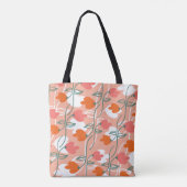 オレンジの手描き植物柄フラワー トートバッグ (裏面)