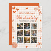 オレンジの手描き ハロウィン お父さんは何歳？ ゲーム 招待状 (正面/裏面)