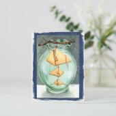 オレンジの折り紙魚 ポストカード (スタンド正面)