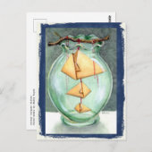 オレンジの折り紙魚 ポストカード (正面/裏面)