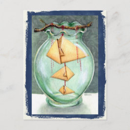 オレンジの折り紙魚 ポストカード