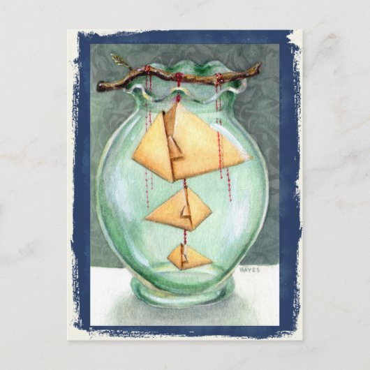 オレンジの折り紙魚 ポストカード (正面)