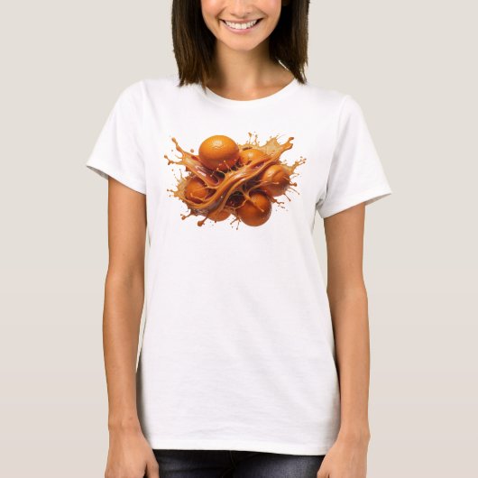 オレンジの抽象画アート コンポジション Tシャツ (正面)