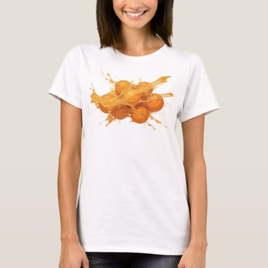 オレンジの抽象的なオレンジのストライキングカスタムシャツ Tシャツ (正面)