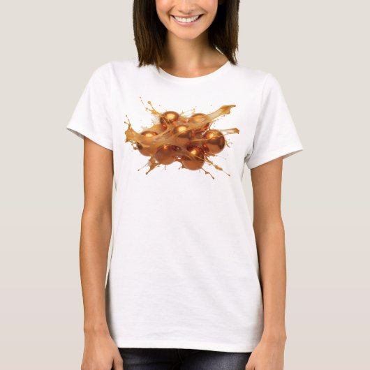 オレンジの抽象的なオレンジの芸術的モチーフ Tシャツ (正面)