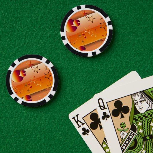 オレンジの抽象的なデザインのポーカーチップ ポーカーチップ (ポーカーテーブル (ダブル))