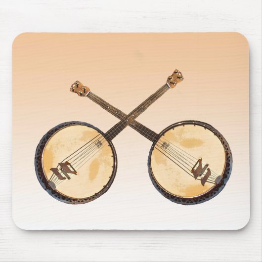 オレンジの抽象的なバンジョー音楽楽器のマウスパッド マウスパッド (正面)