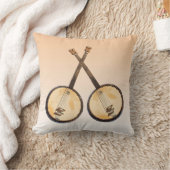 オレンジの抽象的なバンジョー音楽楽器の枕 クッション (ブランケット)