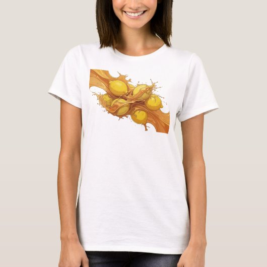 オレンジの抽象的なレモンのグラフィックTシャツ Tシャツ (正面)
